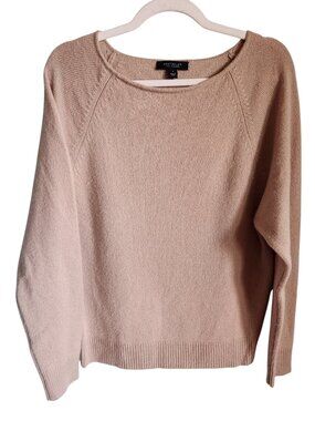 Ann Taylor Sweater Small Tan Brown 100% Cashmere Scoop Neck Pullover
